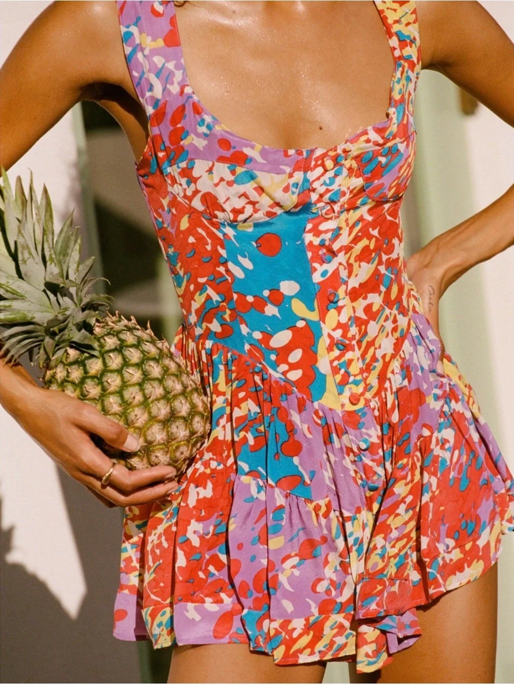 Vanessa Mooney The Elisabeth Romper Dress - Yellow Multicolor. - Picture 2 of 8